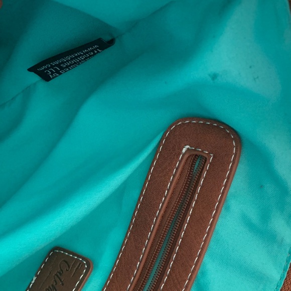 Catchfly Women's Southwestern Color Block With Brindle Inlay Bucket Bag Purse - Picture 7 of 7